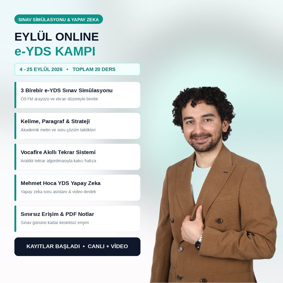 MEHMET HOCA İLE EYLÜL ONLINE E-YDS KAMPI
